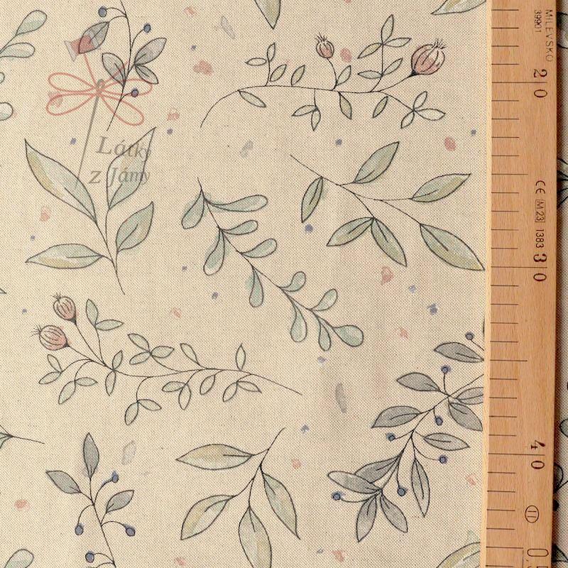 Režná látka akvarelové větvičky