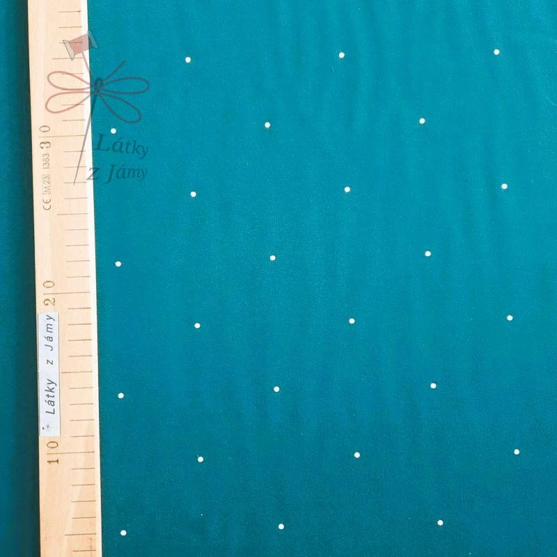 Puntíky na zelené petrolejové