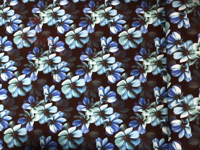 Funkční úplet 180g - Modré květy na černé