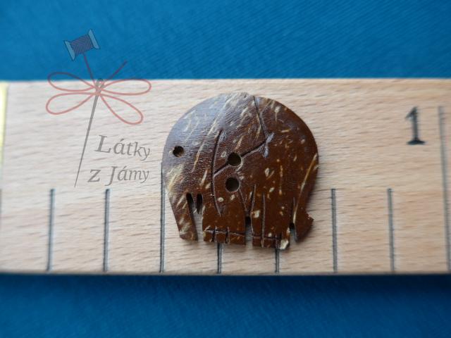 Knoflík kokosový slon -28mm