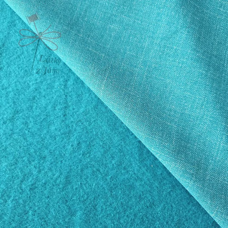 Efekt jeans zelená smaragdová- počesaná tepákovina