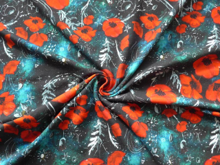 Teplákovina nepočesaná 230g - Vlčí máky