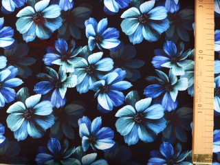 Funkční úplet 180g - Modré květy na černé